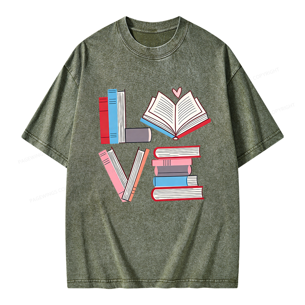 Pagewings  Books Lovers Valentines Unisex Washed T-shirt
