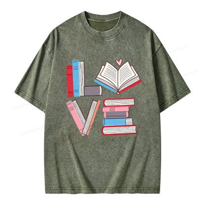 Pagewings  Books Lovers Valentines Unisex Washed T-shirt