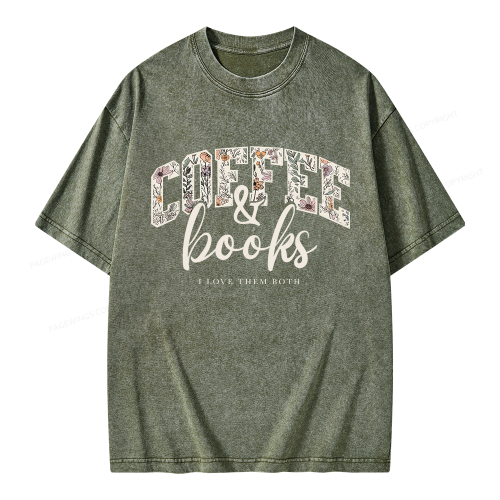Pagewings Coffee And Books Unisex Washed T-shirt