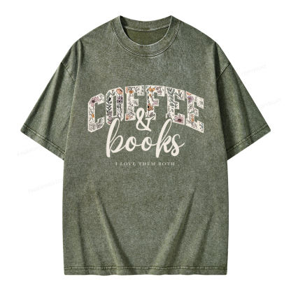 Pagewings Coffee And Books Unisex Washed T-shirt