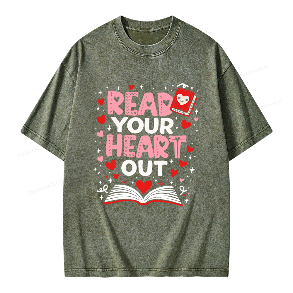 Pagewings Read Your Heart Out Valentine Unisex Washed T-shirt
