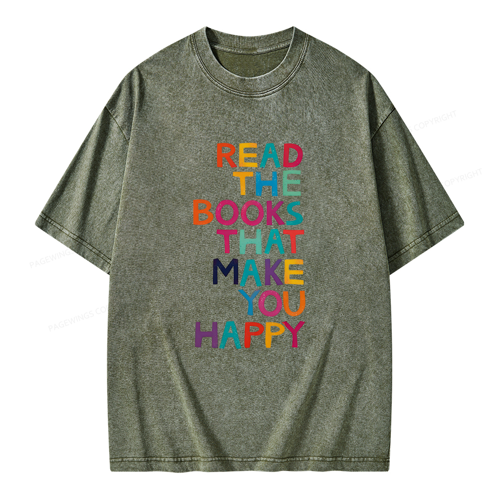 Pagewings Read The Books That Make You Happy Unisex Washed T-shirt