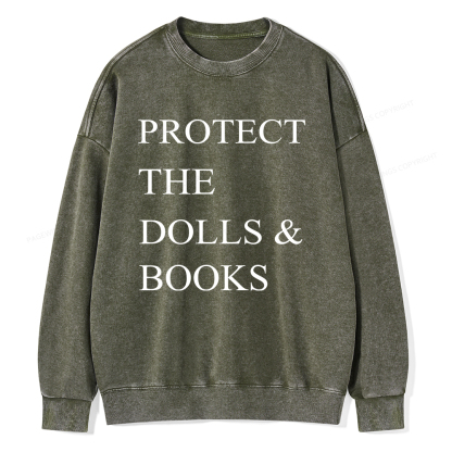 Pagewings Protect The Dolls And Books Unisex Washed Sweatshirt