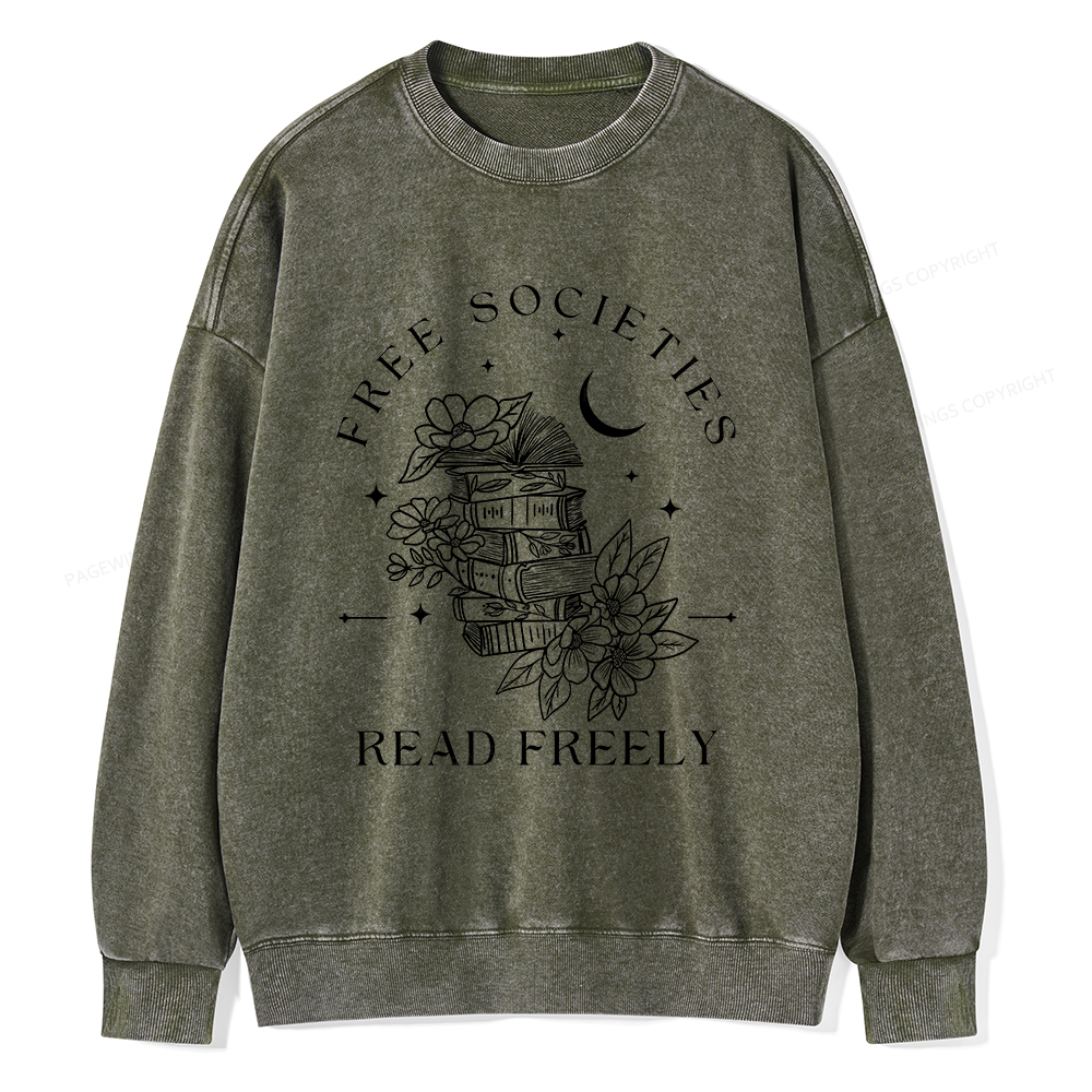 Pagewings Free Societies Read Freely Comfort Colors Shirt Unisex Washed Sweatshirt