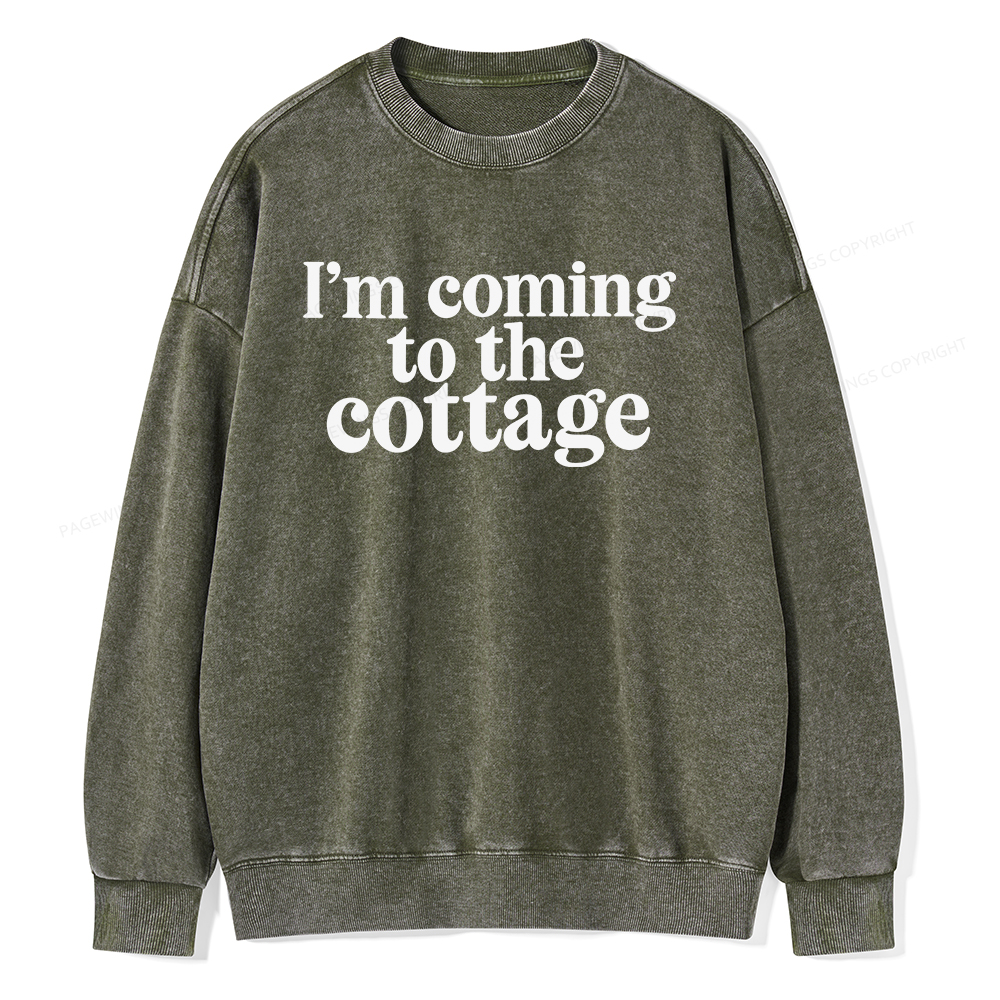 Pagewings I'm Coming To The Cottage Unisex Washed Sweatshirt