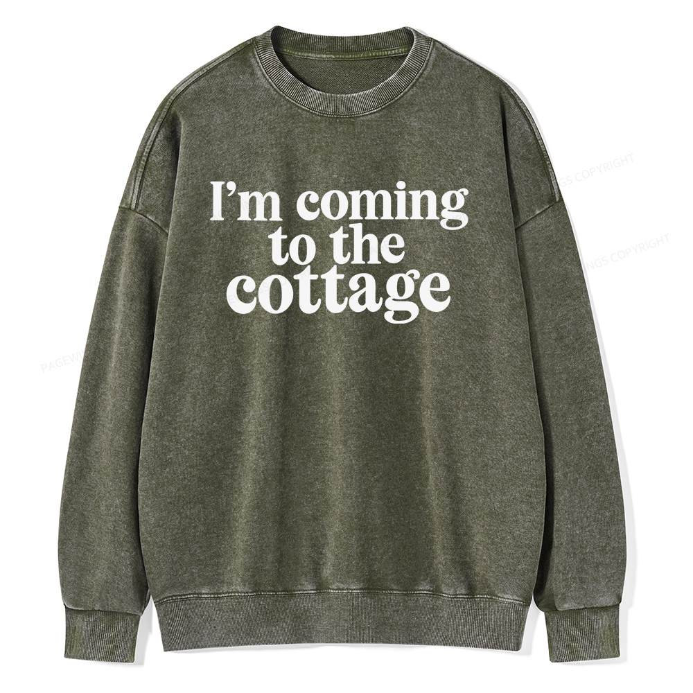 Pagewings I'm Coming To The Cottage Unisex Washed Sweatshirt