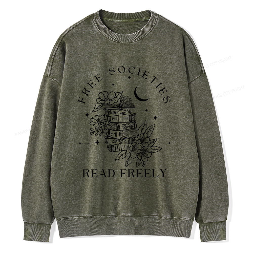 Pagewings Free Societies Read Freely Comfort Colors Shirt Unisex Washed Sweatshirt