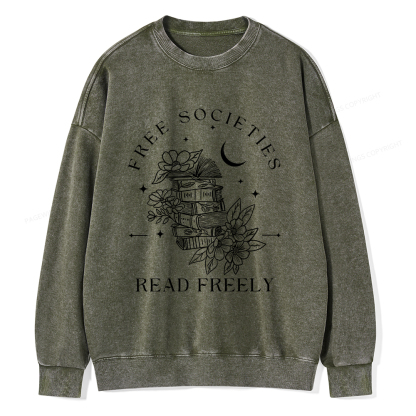 Pagewings Free Societies Read Freely Comfort Colors Shirt Unisex Washed Sweatshirt