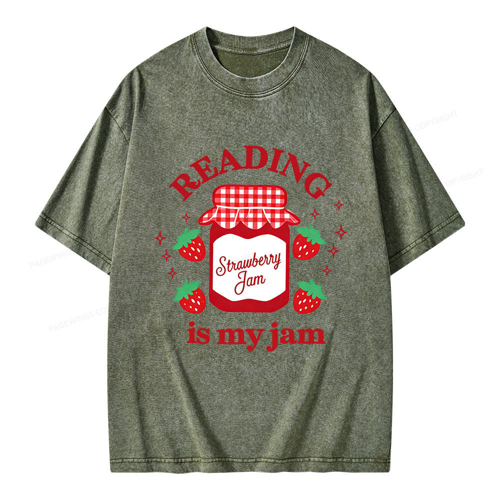 Pagewings Valentines Day Reading is My Jam Unisex Washed T-shirt