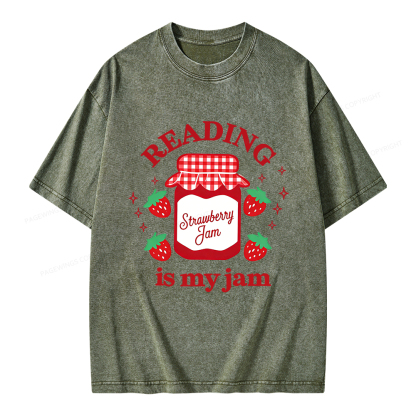 Pagewings Valentines Day Reading is My Jam Unisex Washed T-shirt