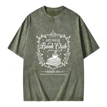 Pagewings Anti Social Book Club Unisex Washed T-shirt