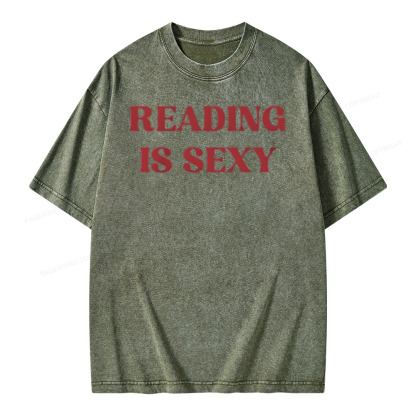 Pagewings Reading Is Sexy Shirt, Book Lover Shirt Unisex Washed T-shirt