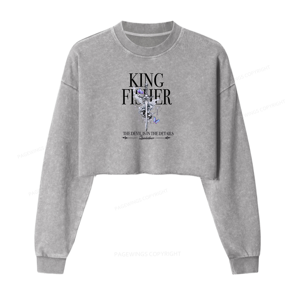Pagewings Kingfisher Washed Crop Sweatshirt