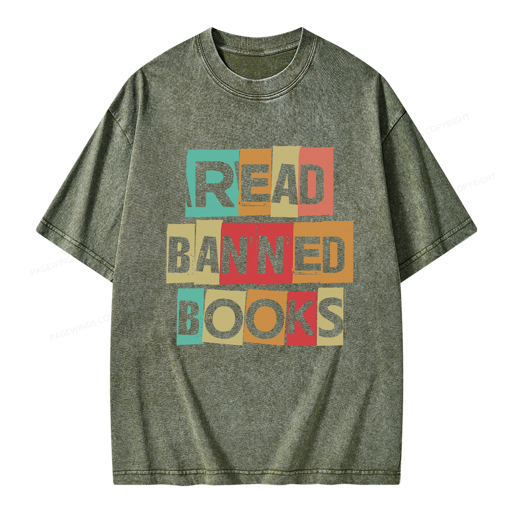 Pagewings Read Banned Books Shirt Unisex Washed T-shirt