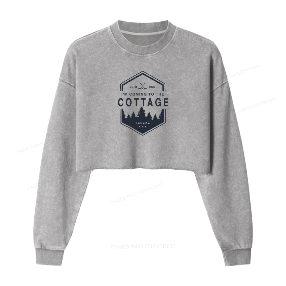 Pagewings Coming To The Cottage Washed Crop Sweatshirt