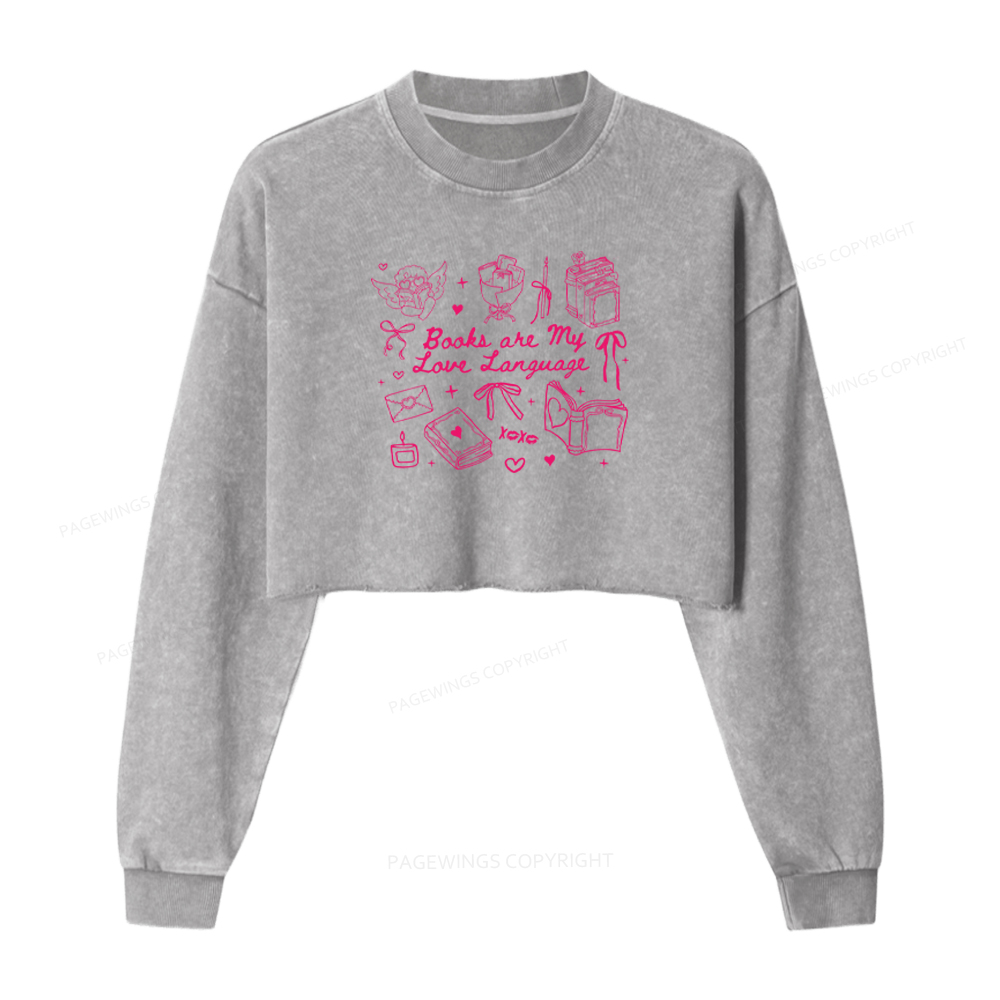 Pagewings Books Are My Love Language Washed Crop Sweatshirt