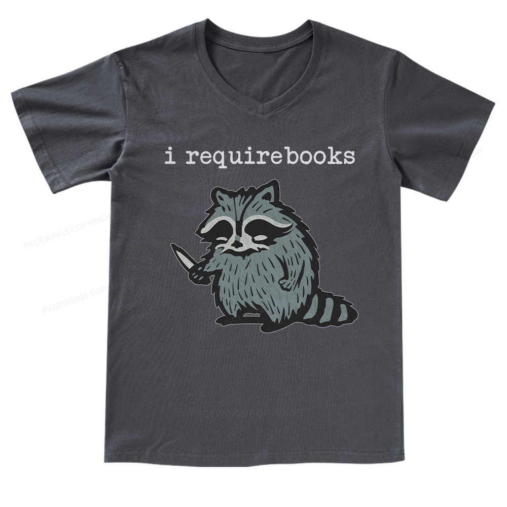 Pagewings I Require Books V-neck T-shirt