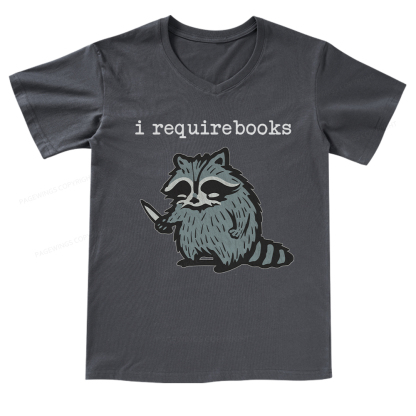 Pagewings I Require Books V-neck T-shirt