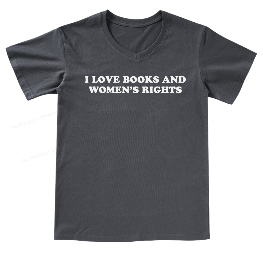 Pagewings I Love Books And Women's Rights V-neck T-shirt