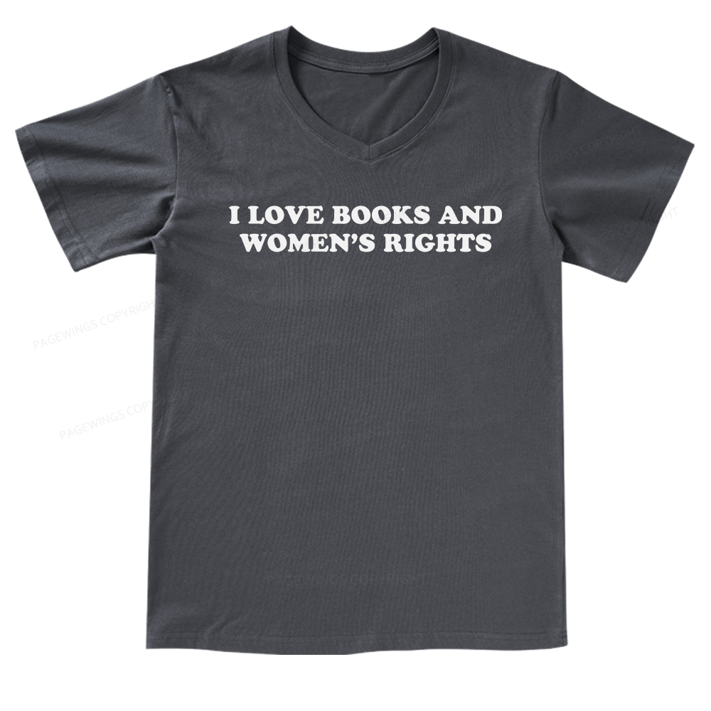 Pagewings I Love Books And Women's Rights V-neck T-shirt