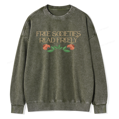 Pagewings Free Societies Read Freely Shirt Unisex Washed Sweatshirt