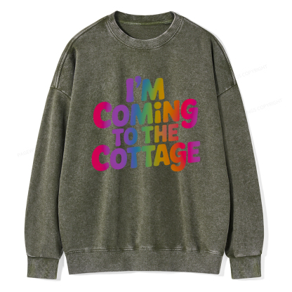 Pagewings I'm Coming To The Cottage Unisex Washed Sweatshirt