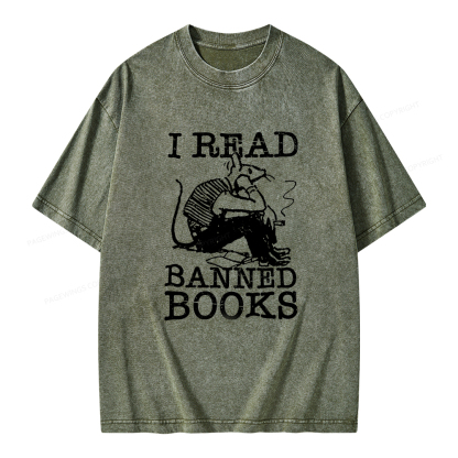 Pagewings I Read Banned Books T Shirt Unisex Washed T-shirt