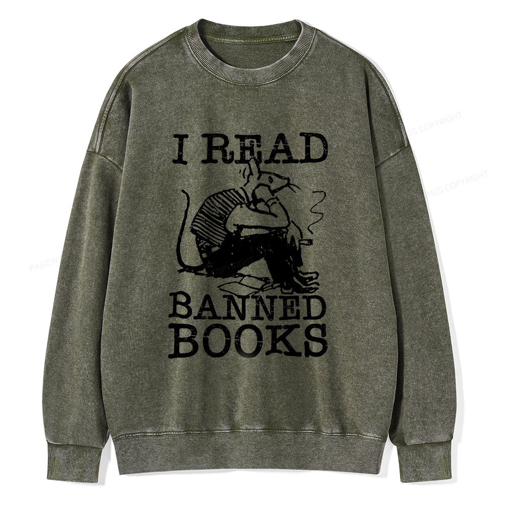 Pagewings I Read Banned Books T Shirt Unisex Washed Sweatshirt