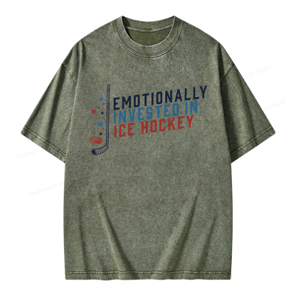 Pagewings Emotionally Invested in Ice Hockey Unisex Washed T-shirt