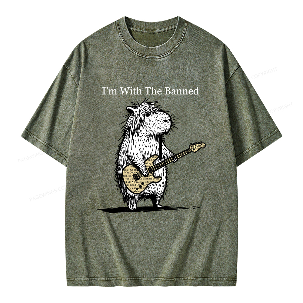 Pagewings I'm With The Banned Unisex Washed T-shirt