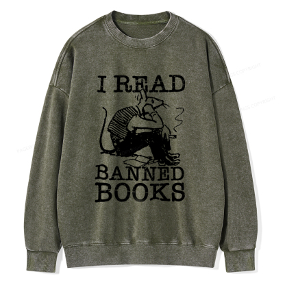 Pagewings I Read Banned Books T Shirt Unisex Washed Sweatshirt