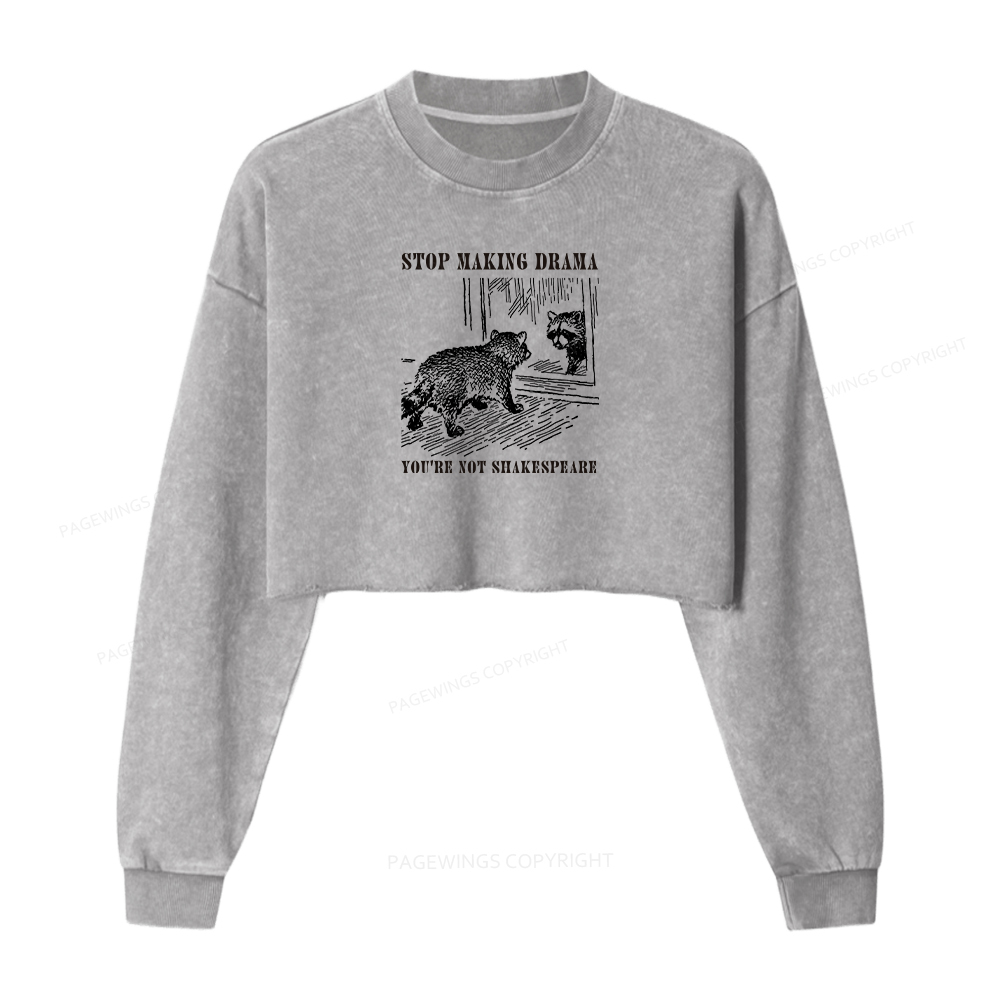 Pagewings Stop Making Drama Washed Crop Sweatshirt