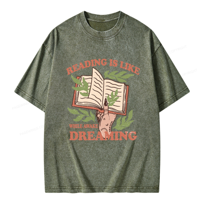 Pagewings Reading is like Dreaming  Unisex Washed T-shirt