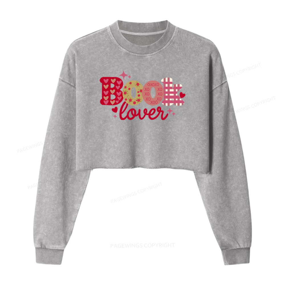 Pagewings Book Lover Washed Crop Sweatshirt