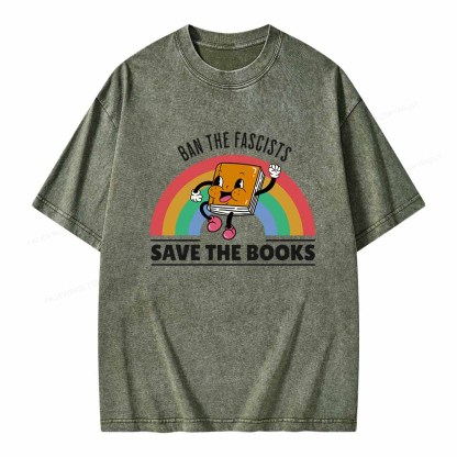 Pagewings Ban The Fascists Save The Books Shirt Unisex Washed T-shirt