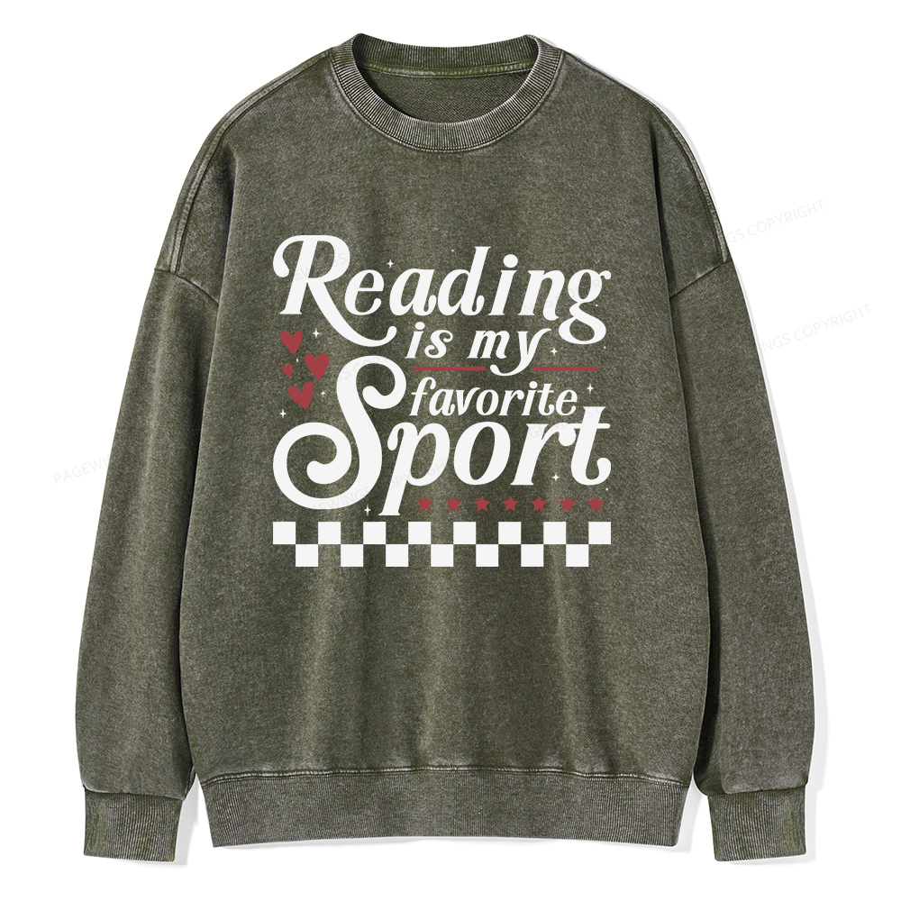 Pagewings Reading Is My Favorite Sport Unisex Washed Sweatshirt