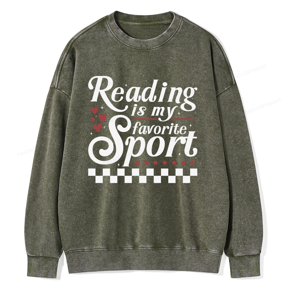 Pagewings Reading Is My Favorite Sport Unisex Washed Sweatshirt