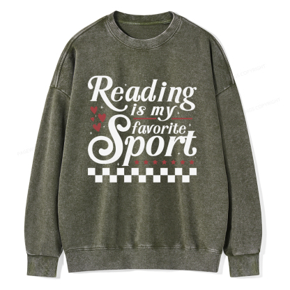 Pagewings Reading Is My Favorite Sport Unisex Washed Sweatshirt