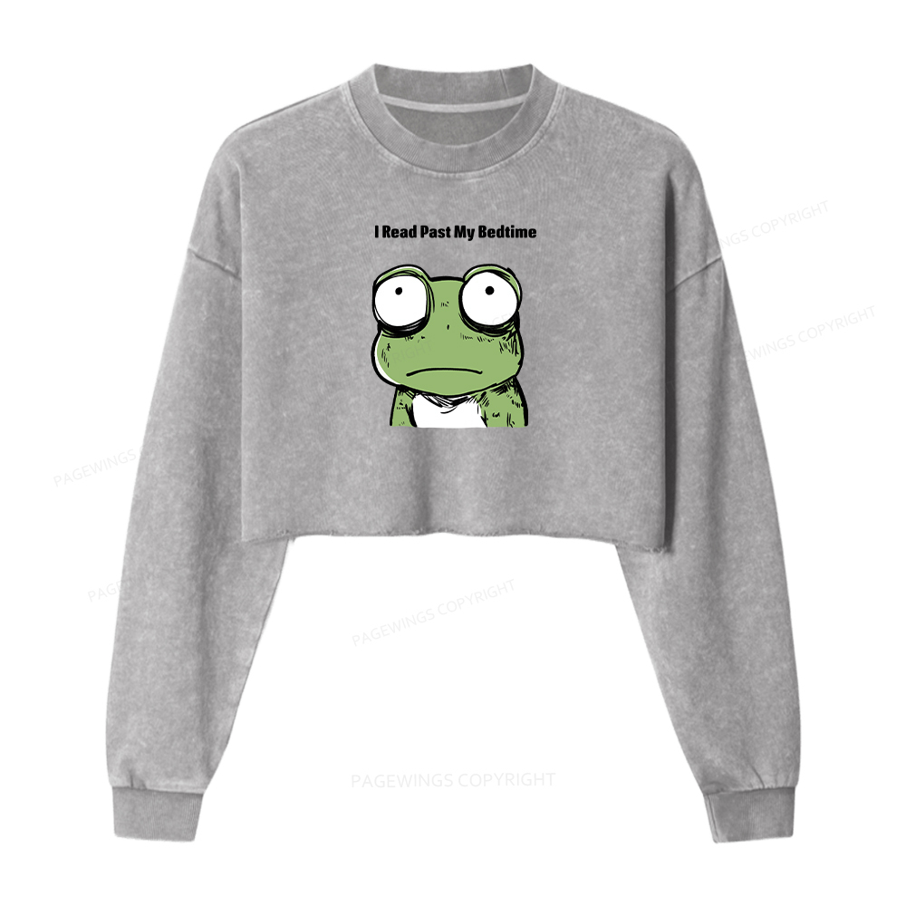 Pagewings I Read Past My Bedtime Washed Crop Sweatshirt