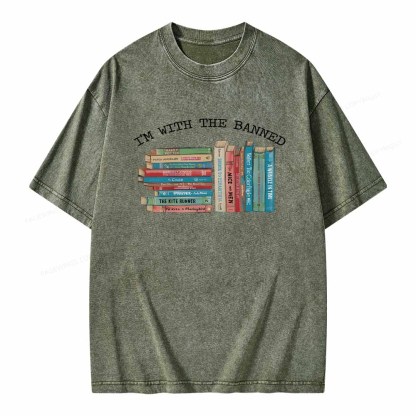 Pagewings I'm With The Banned Books Shirt Unisex Washed T-shirt