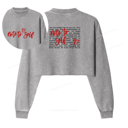 Pagewings Note To Self Washed Crop Sweatshirt