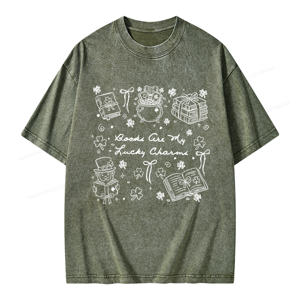 Pagewings St. Patrick’s Day Book Lover Unisex Washed T-shirt