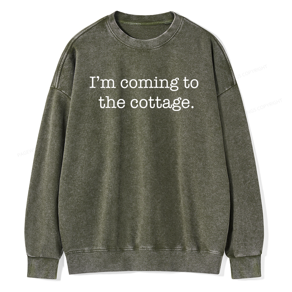 Pagewings I’m Coming To The Cottage Unisex Washed Sweatshirt
