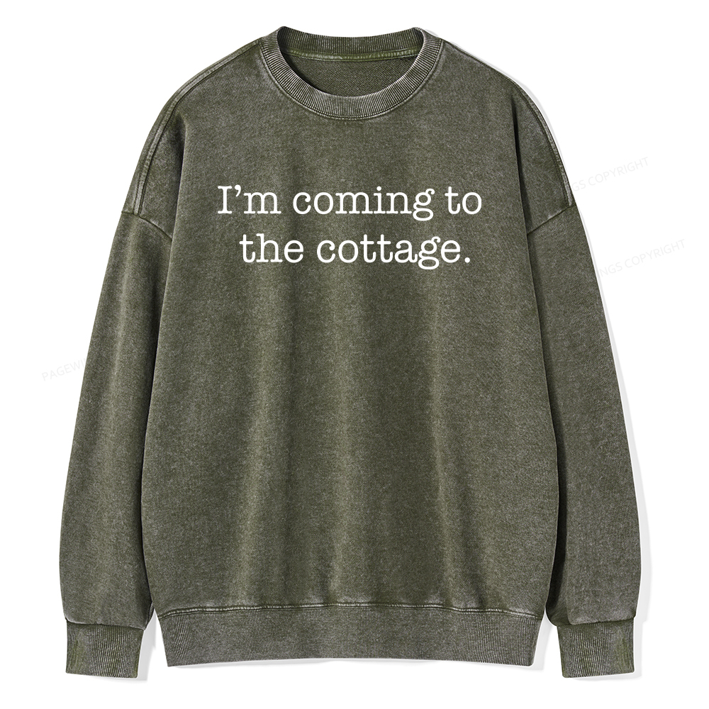 Pagewings I’m Coming To The Cottage Unisex Washed Sweatshirt