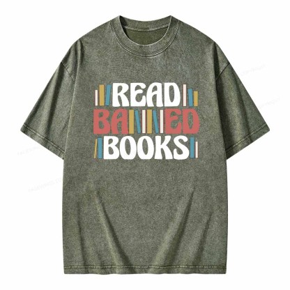 Pagewings Read Banned Books Unisex Washed T-shirt
