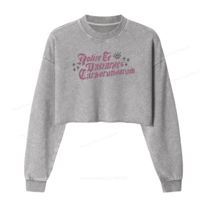 Pagewings Don't Let the Bastards Grind You Down Washed Crop Sweatshirt