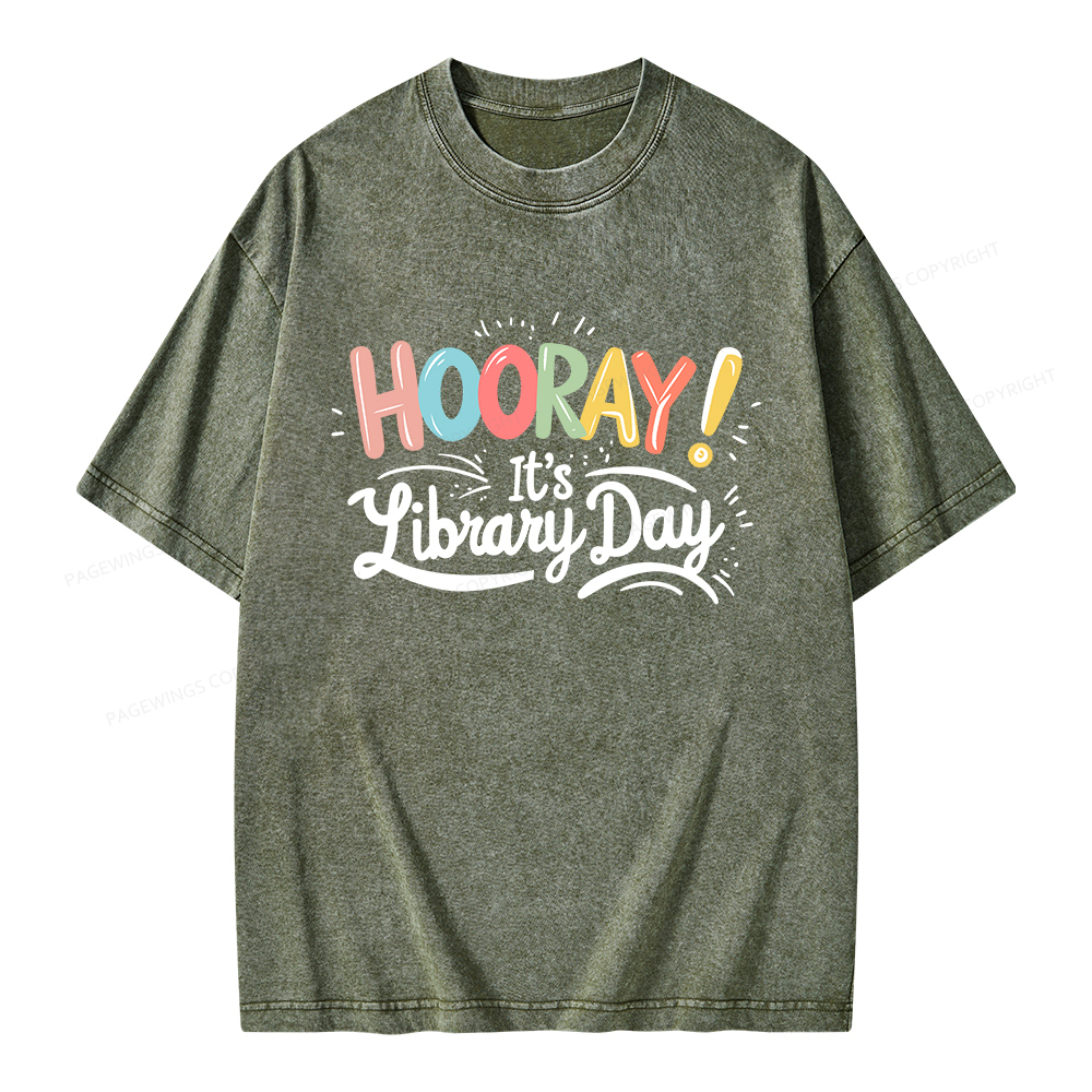 Pagewings Library Day Unisex Washed T-shirt
