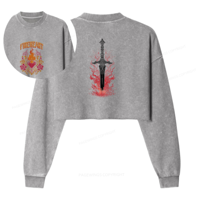 Pagewings Fireheart Washed Crop Sweatshirt