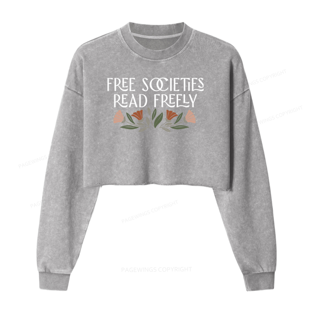 Pagewings Read Freely Washed Crop Sweatshirt