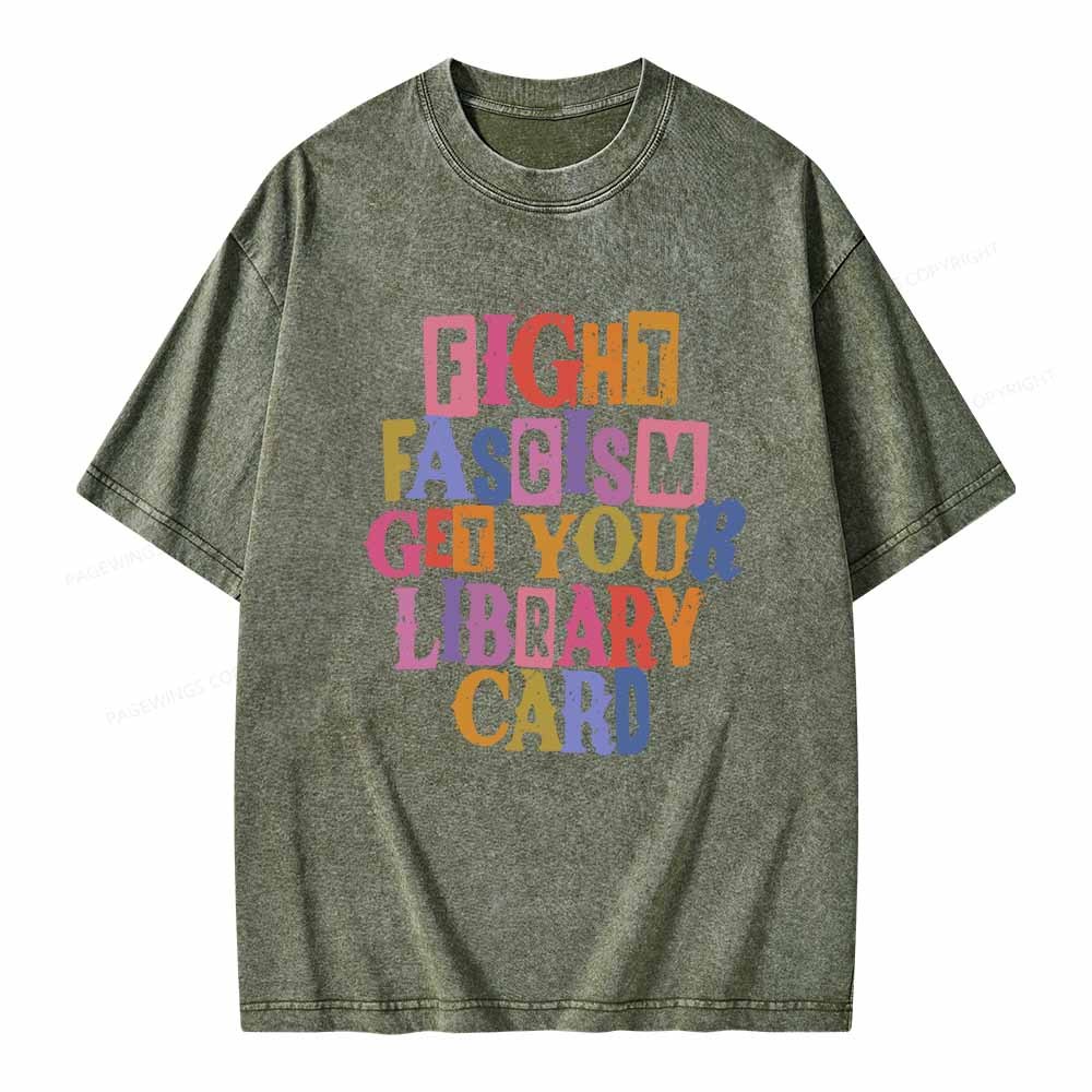 Pagewings Get Your Library Card Unisex Washed T-shirt